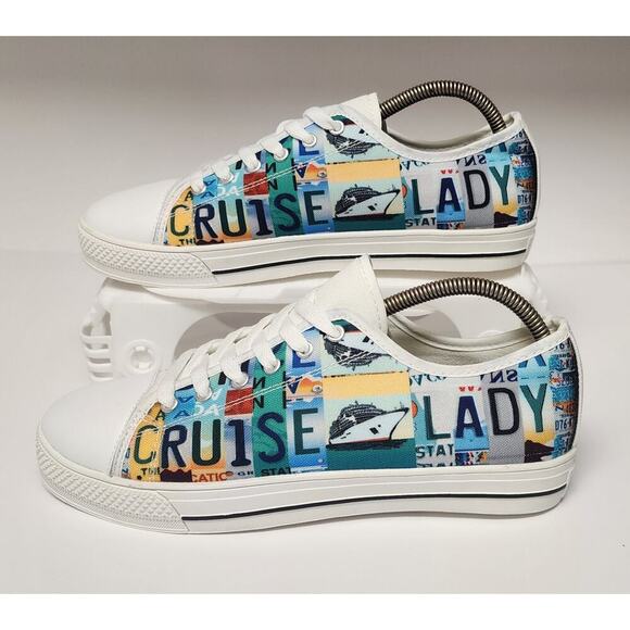 Cruise Lady Shoes - Cruise Lady Custom License Canvas Low Top Casual Sneaker Shoes Size US 10